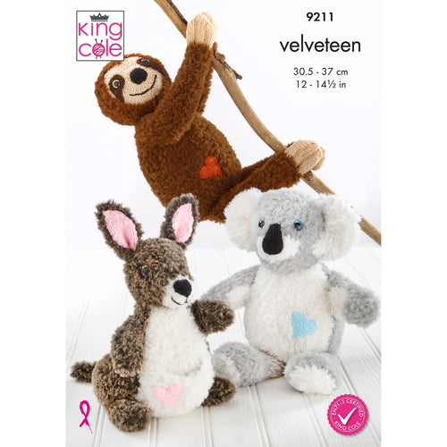 King Cole Knitting Pattern for Koala, Sloth & Kangaroo Toys (9211)