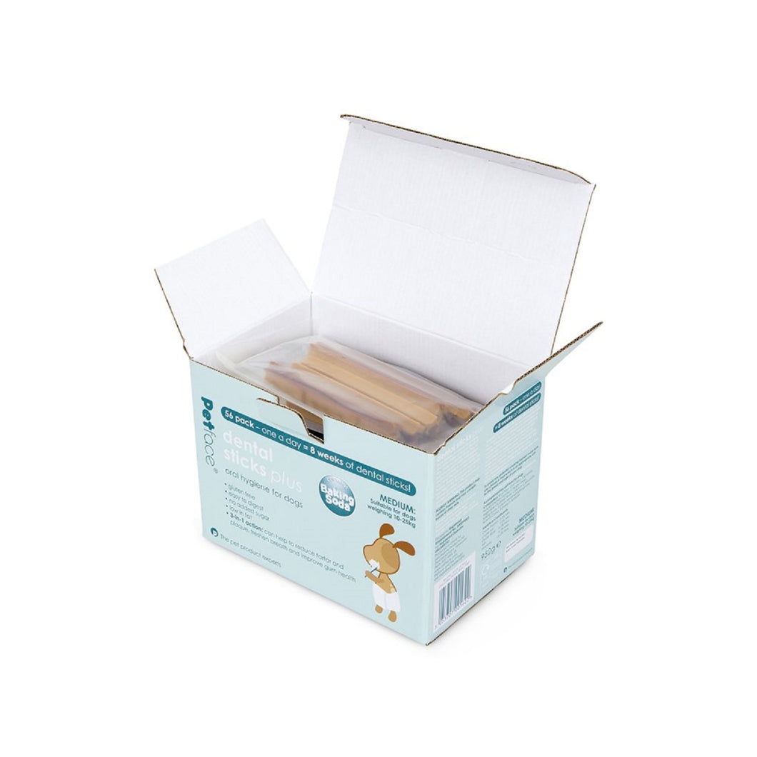 Pet Face 56 Dental Sticks Oral Hygiene for Dogs Freshens Breath Improves Gum Health (Medium)