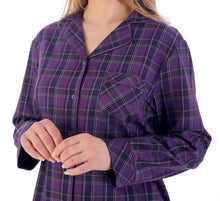 Load image into Gallery viewer, Slenderella Ladies Tailored Yarn Dyed Cotton Purple Check Pyjamas
