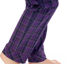 Load image into Gallery viewer, Slenderella Ladies Tailored Yarn Dyed Cotton Purple Check Pyjamas