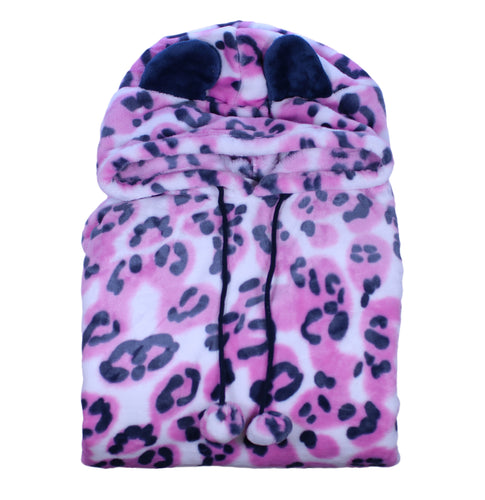 Slenderella Ladies Animal Print Hooded Pyjamas (2 Colours)