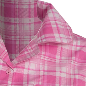 Slenderella Ladies Tartan Pyjamas - Button Top & Trouser Bottoms (Blue or Pink)