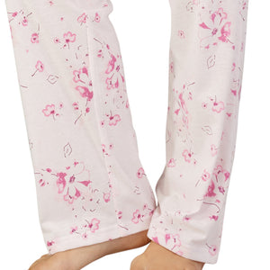 Slenderella Ladies Floral Jersey Pyjamas Set with Pintuck Detail (Blue or Pink)