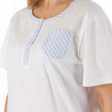 Load image into Gallery viewer, Slenderella Ladies Seersucker Stripe Cropped Trouser Pyjamas (Blue or Pink)