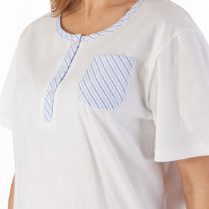 Slenderella Ladies Seersucker Stripe Cropped Trouser Pyjamas (Blue or Pink)