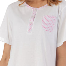 Load image into Gallery viewer, Slenderella Ladies Seersucker Stripe Cropped Trouser Pyjamas (Blue or Pink)