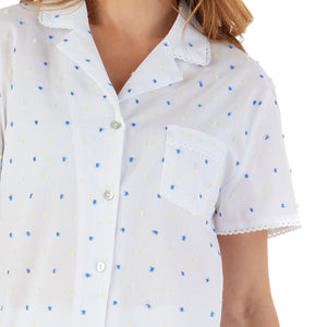 Slenderella Ladies Cotton Dobby Dot Tailored Pyjamas Set (UK 10-26)