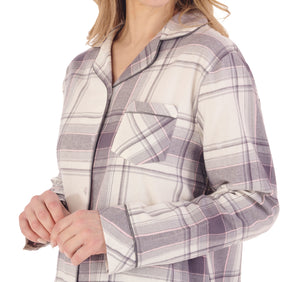 Slenderella Ladies Tailored Brushed Cotton Check Pyjamas (2 Colours)