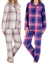 Load image into Gallery viewer, Slenderella Ladies Tailored Brushed Cotton Check Pyjamas (2 Colours)