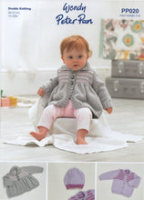 Load image into Gallery viewer, Wendy Peter Pan Baby Double Knitting Pattern - Cardigan Hat &amp; Jacket (PP020)