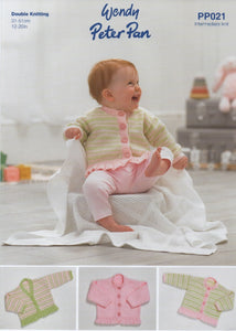 Wendy Peter Pan Baby Double Knitting Pattern - Cardigans (PP021)