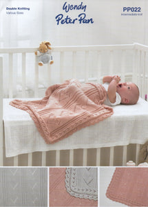 Wendy Peter Pan Double Knit Baby Knitting Pattern - Blankets (PP022)