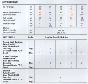 Wendy Peter Pan Baby Knitting Pattern - Cardigan & Blanket (PP023)