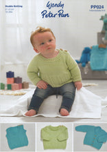 Load image into Gallery viewer, Wendy Peter Pan Baby DK Knitting Pattern – Sweater,Slipover &amp; Cardigan (PP024)