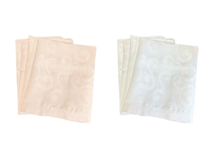 Pack of 4 Napkins Damask Jacquard 18" x 18" (Cream or White)