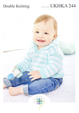 Load image into Gallery viewer, UKHKA 244 Double Knit Knitting Pattern - Baby Hoodies &amp; Sweater