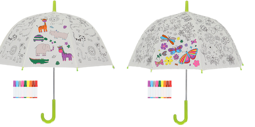 Fallen Fruits Kids Colour Your Own Umbrella Jungle or Flower/Butterfly Design