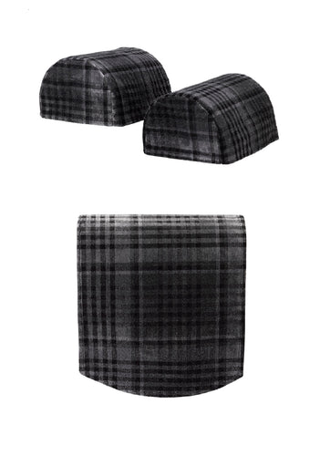 Velvet Check Pair of Arm Caps or Chair Back (Silver Grey)