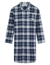Load image into Gallery viewer, Walker Reid Mens Navy &amp; White Check Cotton Nightshirt