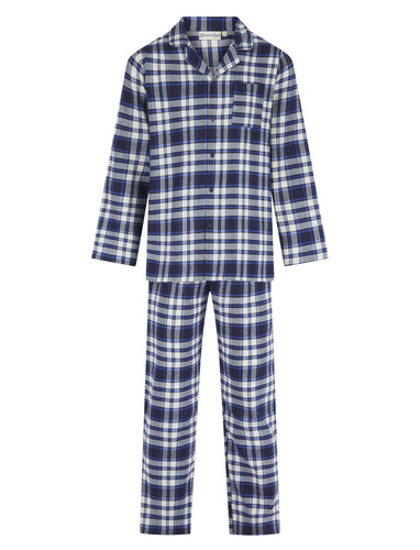 Walker Reid Yarn Dyed Polycotton Traditional Blue Check Pyjamas