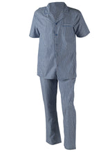 Load image into Gallery viewer, Walker Reid Mens Striped Cotton Pyjamas (Blue or Red)