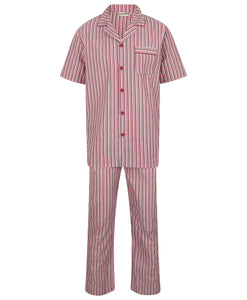 Walker Reid Mens Striped Cotton Pyjamas (Blue or Red)