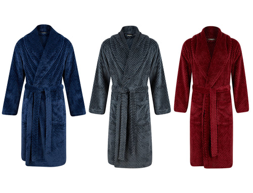 Mens Walker Reid Soft Fleece Harlequin Check Dressing Gown