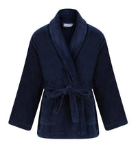 Load image into Gallery viewer, Walker Reid Mens Navy Cotton Velour Belted Bed Jacket (Medium - XXXL)