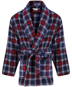 Walker Reid Mens Checked Fleece Bed Jacket