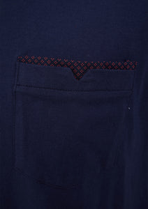 Walker Reid Mens Pyjamas Navy Jersey Top & Red Diamond Print Bottoms