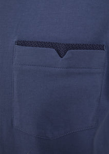 Walker Reid Mens Pyjamas Jersey Top & Navy Leaf Print Bottoms