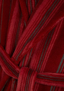 Walker Reid Mens Striped Fleece Dressing Gown (Navy or Red)