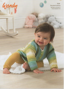 Wendy Peter Pan Baby Double Knitting Pattern - Cardigan & Sweaters (7015)