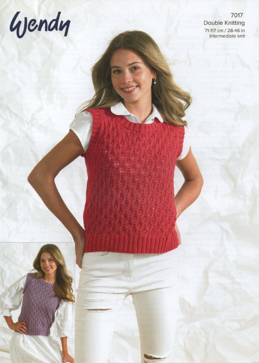 Wendy Ladies Double Knitting Pattern – Slipover Vests (7017)