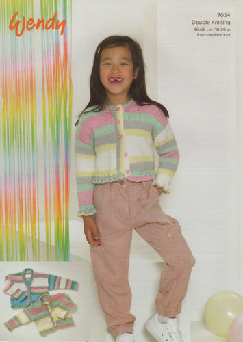 Wendy Peter Pan Kids Double Knitting Pattern - Cardigans (7024)