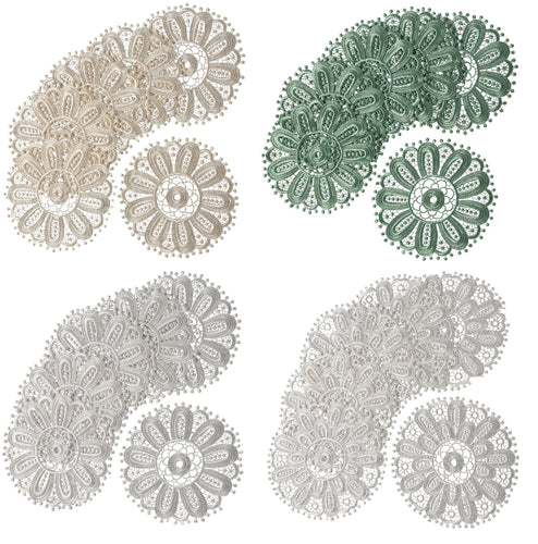 Pack of 6 Floral Lace Round Doilies (3 Colours)