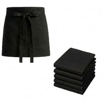 Load image into Gallery viewer, Pack of 5 Black Polycotton Waist Aprons (3 Lengths)