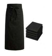 Load image into Gallery viewer, Pack of 5 Black Polycotton Waist Aprons (3 Lengths)