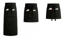Load image into Gallery viewer, Pack of 5 Black Polycotton Waist Aprons with Pocket (3 Lengths)