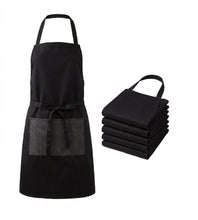 Load image into Gallery viewer, Black Polycotton Bib Apron with Denim Pocket (Pack of 5)