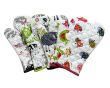 Load image into Gallery viewer, Cotton Quilted Animal Themed Oven Gloves (5 Designs)