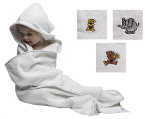 Hands Free Hooded Baby Towel / Apron - White (3 Designs)