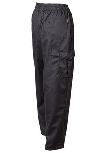 Black Cargo Trousers with Elasticated Waist & Pockets (XS - XXL)