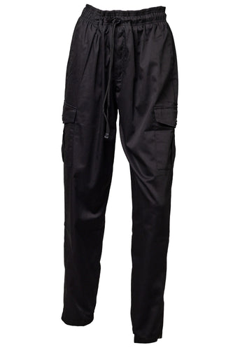 Black Cargo Trousers with Elasticated Waist & Pockets (XS - XXL)