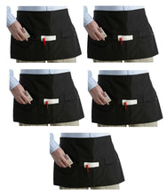 Load image into Gallery viewer, Black Money Apron With Zip Pockets - 22&quot; Wide x 14&quot; Long (Pack of 1 or 5)