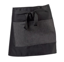 Load image into Gallery viewer, Pack of 5 Black Polycotton Waist Aprons with Denim Pocket (2 Lengths)