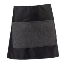 Load image into Gallery viewer, Pack of 5 Black Polycotton Waist Aprons with Denim Pocket (2 Lengths)