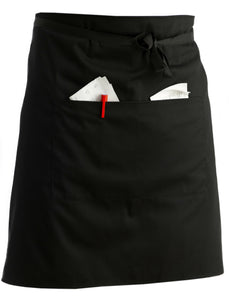 Pack of 5 Black Polycotton Waist Aprons with Pocket (3 Lengths)