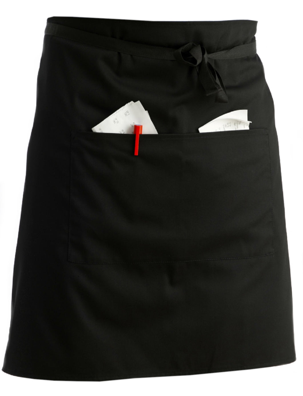 Pack of 5 Black Polycotton Waist Aprons with Pocket (3 Lengths)