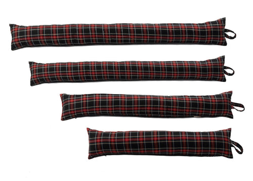 Black Stewart Tartan Check Cotton Draught Excluder (4 Sizes)